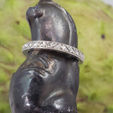Platinum 2mm old rose cut diamond vintage eternity wedding band - size 4.5