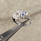 14k white gold rose cut diamond & sapphire lever back earrings -.62ct tw