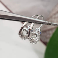 14k white gold rose cut diamond & sapphire lever back earrings -.62ct tw