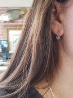 14k white gold rose cut diamond & sapphire lever back earrings -.62ct tw