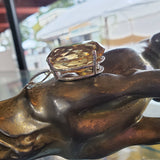 14k white gold huge oval CITRINE estate pendant necklace