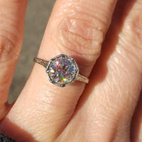 Platinum filigree diamond solitaire antique estate ring - 1.10ct