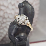 14k gold two tone diamond estate c.30's Art Deco engagement ring