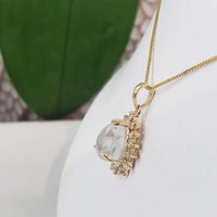 14k yellow gold cabochon Moonstone & Diamond necklace pendant