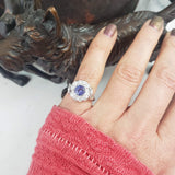 Platinum Retro diamond & tanzanite estate ring