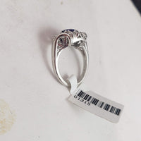 Platinum Retro diamond & tanzanite estate ring