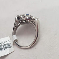 Platinum Retro diamond & tanzanite estate ring