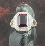 10k gold two tone Art Deco Garnet Ring