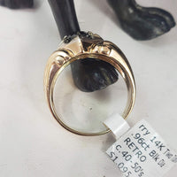 14k gold two tone Deco black diamond Ring - .96ct