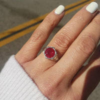 Platinum Burma Ruby filigree c.1920's tulip flower ring