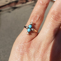10k gold Victorian turquoise & pearl estate ring