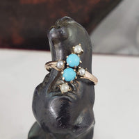 10k gold Victorian turquoise & pearl estate ring