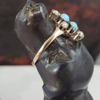 10k gold Victorian turquoise & pearl estate ring