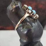 10k gold Victorian turquoise & pearl estate ring