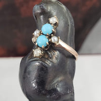 10k gold Victorian turquoise & pearl estate ring