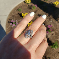 Platinum Diamond estate Art Deco c.20's diamond & sapphire glove shield Ring