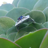 Platinum Art Deco blue sapphire & diamond vintage ring