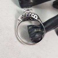 14k white gold vintage blue sapphire Deco ring