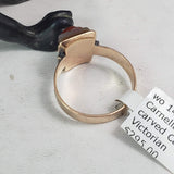 14k gold Victorian carved agate trojan warrior estate ring