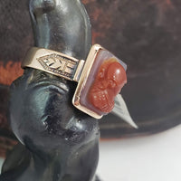 14k gold Victorian carved agate trojan warrior estate ring