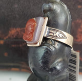 14k gold Victorian carved agate trojan warrior estate ring