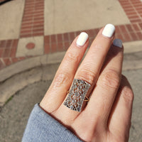 Platinum & 18k yellow gold diamond Edwardian filigree glove shield Ring