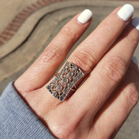 Platinum & 18k yellow gold diamond Edwardian filigree glove shield Ring