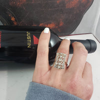 Platinum & 18k yellow gold diamond Edwardian filigree glove shield Ring