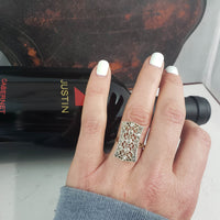 Platinum & 18k yellow gold diamond Edwardian filigree glove shield Ring