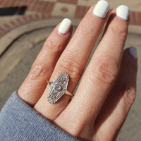 Platinum & 18k yellow gold diamond Deco c.20's glove shield Ring