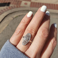 Platinum & 18k yellow gold diamond Deco c.20's glove shield Ring
