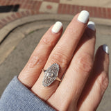 Platinum & 18k yellow gold diamond Deco c.20's glove shield Ring