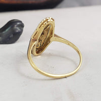 Platinum & 18k yellow gold diamond Deco c.20's glove shield Ring