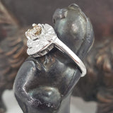 14k gold white RETRO mid century champagne diamond Ring