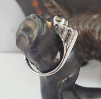 14k gold white RETRO mid century champagne diamond Ring