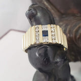 14k gold 12 diamond & sapphire estate men's Ring