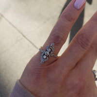 Platinum & 18k yellow gold diamond Edwardian filigree glove shield Ring
