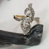 Platinum & 18k yellow gold diamond Edwardian filigree glove shield Ring