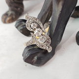 Platinum & 18k yellow gold diamond Edwardian filigree glove shield Ring