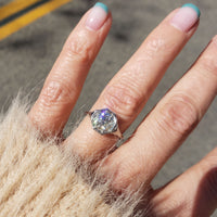 Platinum Art deco c.1920s filigree 1.43ct diamond & sapphire ring