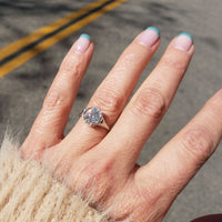 Platinum Art deco c.1920s filigree 1.43ct diamond & sapphire ring