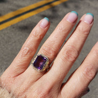 14k tri colored gold c.1920's floral filigree Deco amethyst & seed pearls