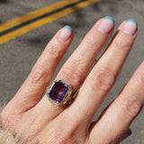14k tri colored gold c.1920's floral filigree Deco amethyst & seed pearls