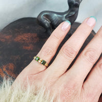 10k gold Victorian seed pearl & green tourmaline ring