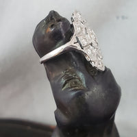 18k white gold Diamond estate Art Deco c.20's filigree glove shield Ring