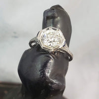 Platinum Art deco c.1920s filigree 1.43ct diamond & sapphire ring