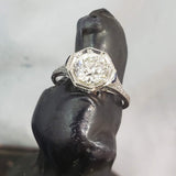 Platinum Art deco c.1920s filigree 1.43ct diamond & sapphire ring