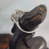 Platinum Art deco c.1920s filigree 1.43ct diamond & sapphire ring