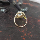 10k yellow gold Victorian Moonstone & diamond ring