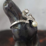 Victorian rose cut diamond ring - 14k yellow gold & silver top